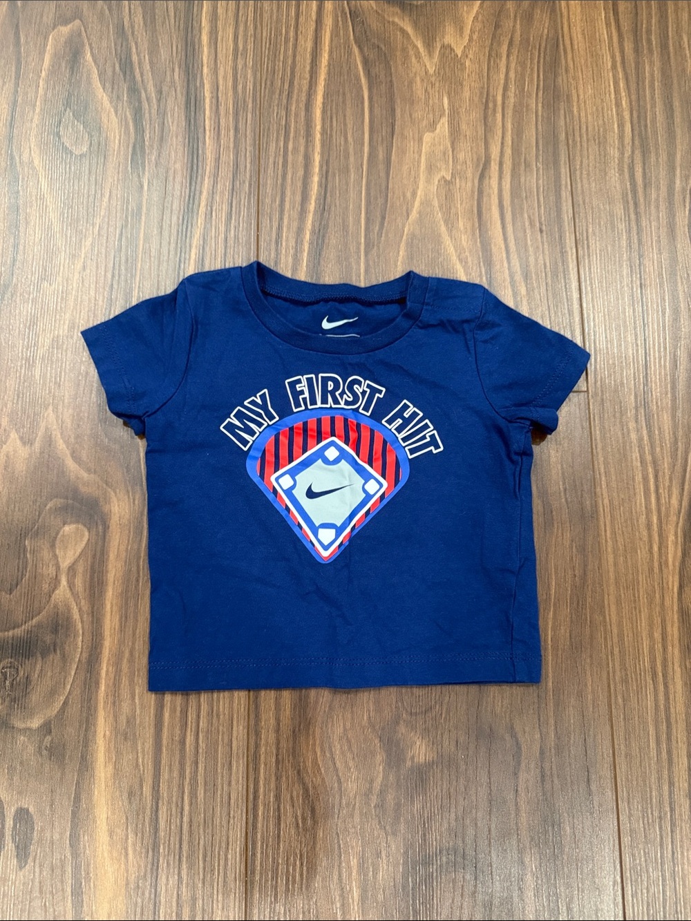 Nike Navy 'My First Hit' Short-Sleeve Tee with Baseball Graphic